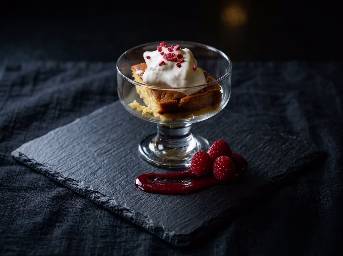 Десерт с малиной